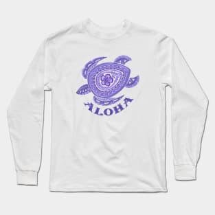 Aloha Purple Tribal Honu -4485 Long Sleeve T-Shirt